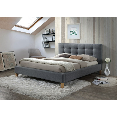 Čalúnená manželská posteľ AMEL - 180x200 cm, šedá