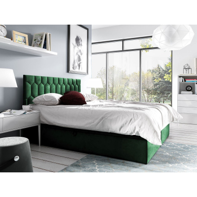 Kontinentálna dvojlôžková posteľ 160x200 TOMASA 6 - zelená + topper ZDARMA
