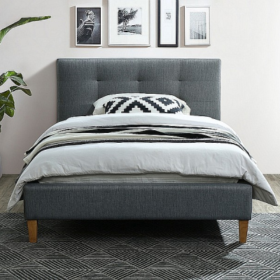 Čalúnená jednolôžková posteľ AMEL - 120x200 cm, šedá