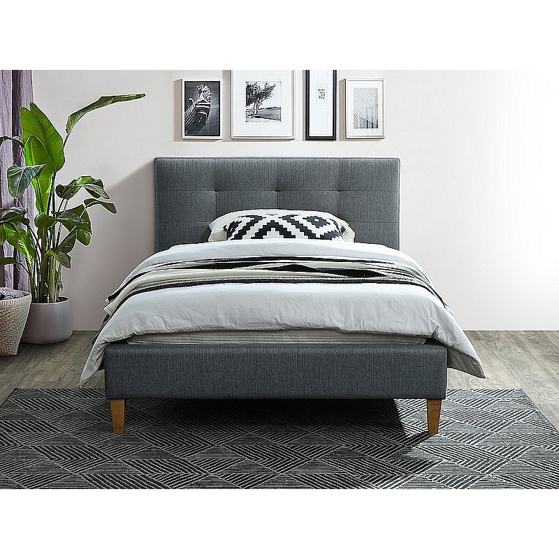 Čalúnená jednolôžková posteľ AMEL - 120x200 cm, šedá