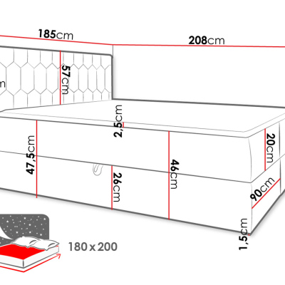 Kontinentálna dvojlôžková posteľ 180x200 TOMASA 6 - tmavá ružová + topper ZDARMA