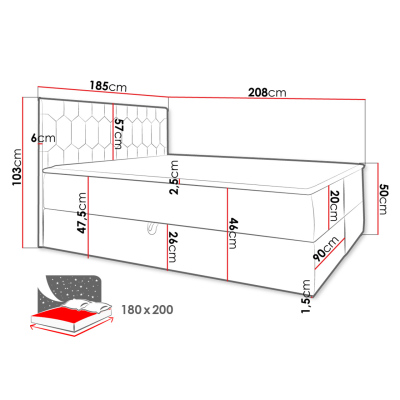 Kontinentálna dvojlôžková posteľ 180x200 TOMASA 6 - tmavá ružová + topper ZDARMA