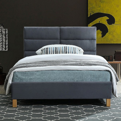 Čalúnená jednolôžková posteľ ALMONA - 120x200 cm, šedá