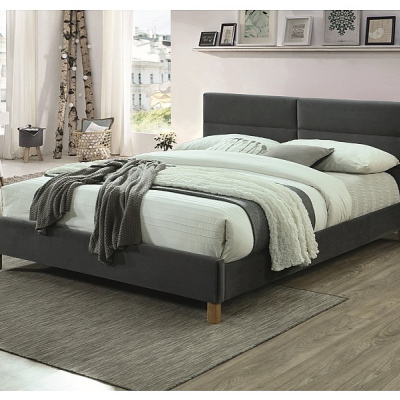 Čalúnená manželská posteľ ALMONA - 160x200 cm, šedá