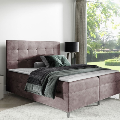 Hotelová dvojlôžková posteľ 200x200 SAUL - tmavá ružová + topper ZDARMA