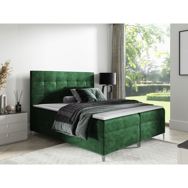 Hotelová dvojlôžková posteľ 160x200 SAUL - zelená + topper ZDARMA