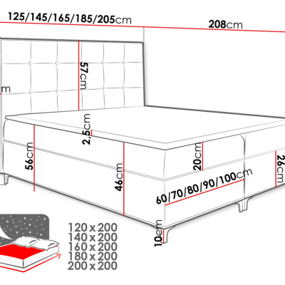 Hotelová dvojlôžková posteľ 180x200 SAUL - tmavá ružová + topper ZDARMA