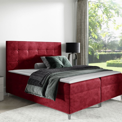 Hotelová dvojlôžková posteľ 140x200 SAUL - červená + topper ZDARMA