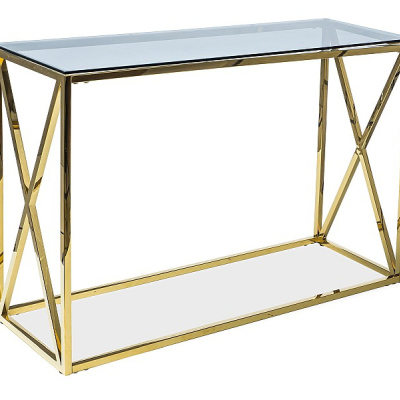 Konzolový stolík LAZARUS - sklo / zlatý
