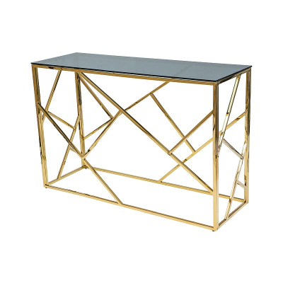 Dizajnový konzolový stolík PIM 1 - sklo / zlatý