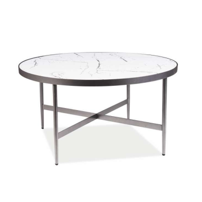 Konferenčný stolík SPIKE - biely mramor / šedý