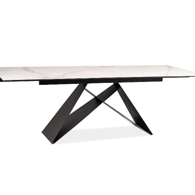 Rozkladací jedálenský stôl VIDOR 2 - 160x90, biely mramor / čierny