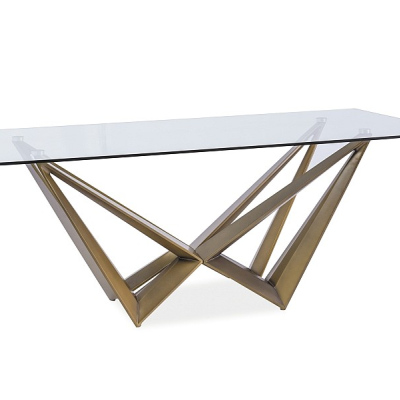 Jedálenský stôl IMRICH - 200x100, transparentný / medený