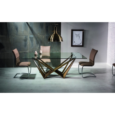 Jedálenský stôl IMRICH - 200x100, transparentný / medený