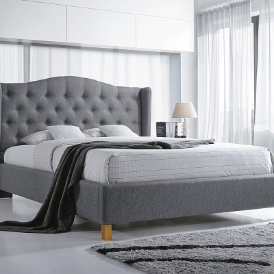 Čalúnená manželská posteľ LUDVINA 1 - 140x200 cm, šedá