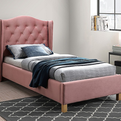 Jednolôžková čalúnená posteľ LUDVINA 2 - 90x200, ružová