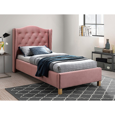 Jednolôžková čalúnená posteľ LUDVINA 2 - 90x200, ružová