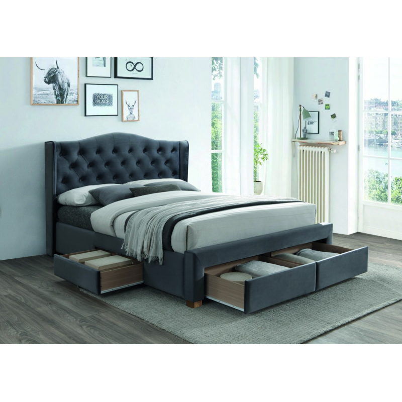 Manželská posteľ s úložným priestorom LUDVINA 1 - 160x200, šedá