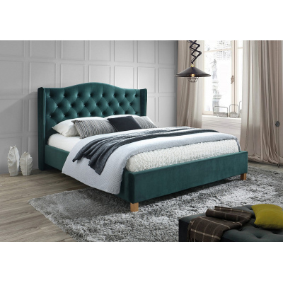 Čalúnená manželská posteľ LUDVINA 2- 160x200 cm, zelená