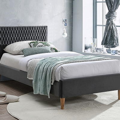 Čalúnená jednolôžková posteľ NEVIO - 90x200 cm, šedá