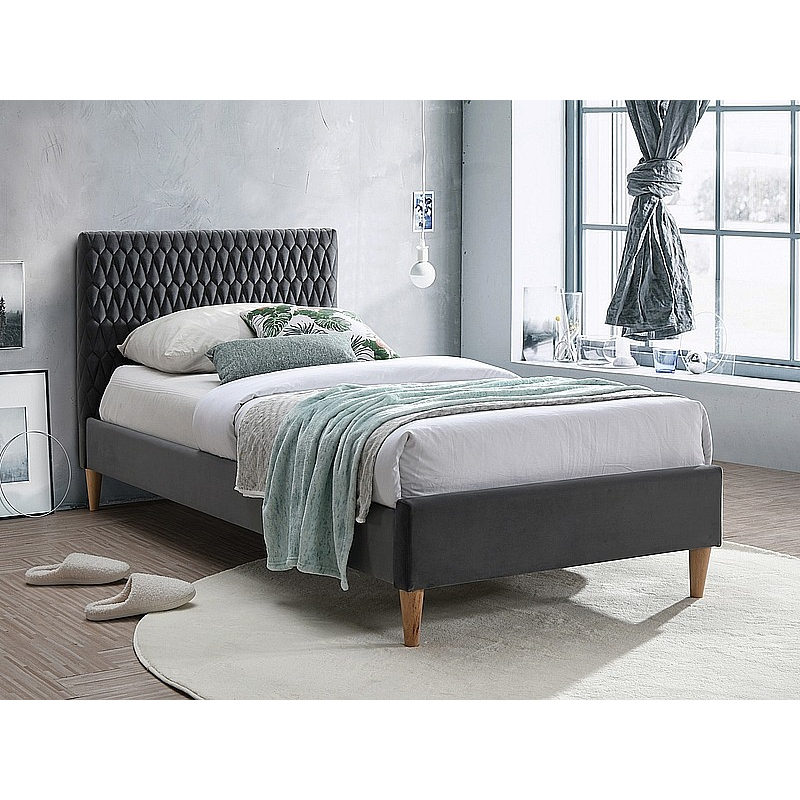 Čalúnená jednolôžková posteľ NEVIO - 90x200 cm, šedá