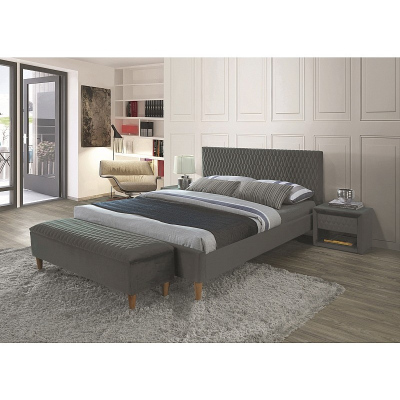 Čalúnená manželská posteľ NEVIO - 140x200 cm, šedá