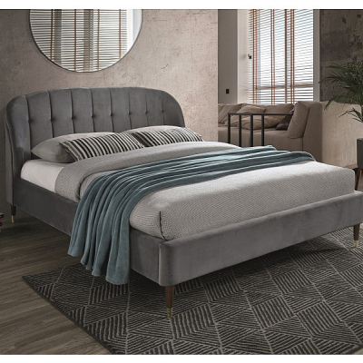 Čalúnená manželská posteľ SEVERINA - 160x200 cm, šedá