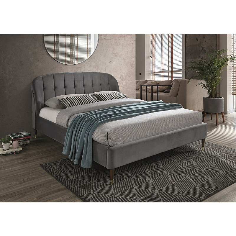 Čalúnená manželská posteľ SEVERINA - 160x200 cm, šedá