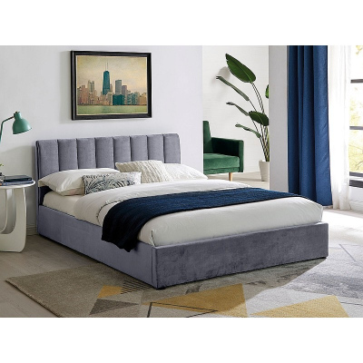Čalúnená manželská posteľ VIZMA - 160x200 cm, šedá