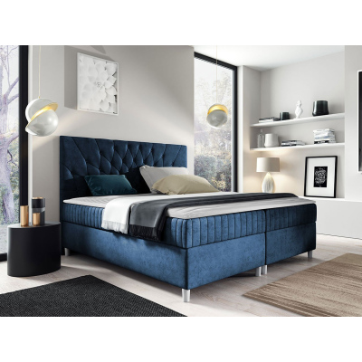 Hotelová manželská posteľ 180x200 RUSK - modrá + topper ZDARMA