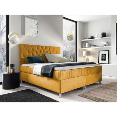 Hotelová manželská posteľ 160x200 RUSK - žltá + topper ZDARMA