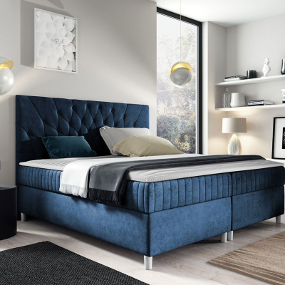Hotelová manželská posteľ 140x200 RUSK - modrá + topper ZDARMA