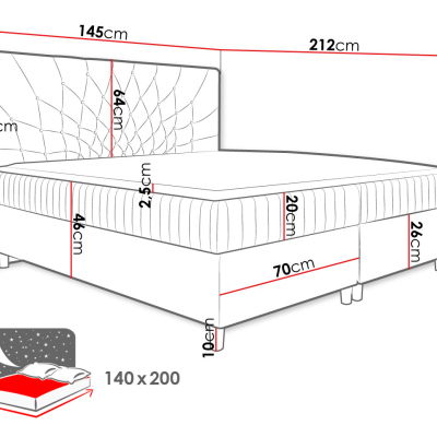 Hotelová manželská posteľ 180x200 RUSK - žltá + topper ZDARMA