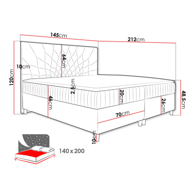 Hotelová manželská posteľ 180x200 RUSK - žltá + topper ZDARMA