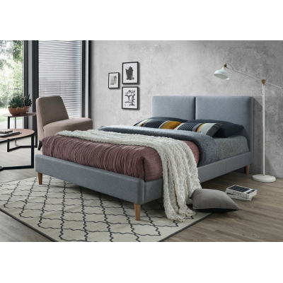 Čalúnená manželská posteľ JUSTYNA - 160x200 cm, šedá