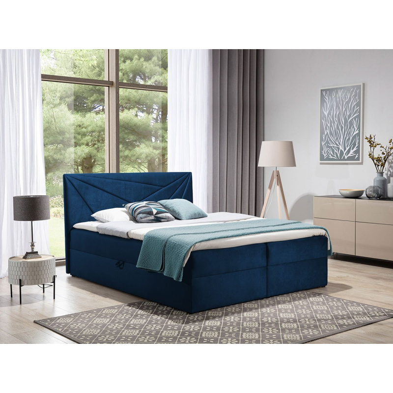 Hotelová manželská posteľ 160x200 TOMASA 5 - modrá + topper ZDARMA