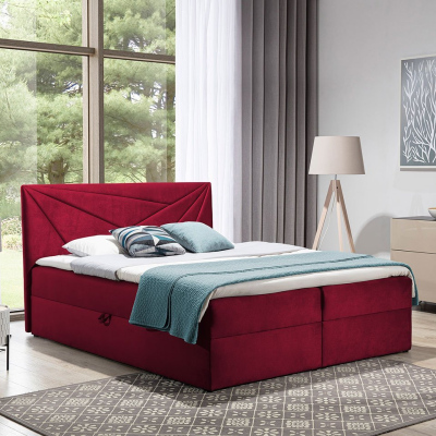 Hotelová manželská posteľ 160x200 TOMASA 5 - červená + topper ZDARMA