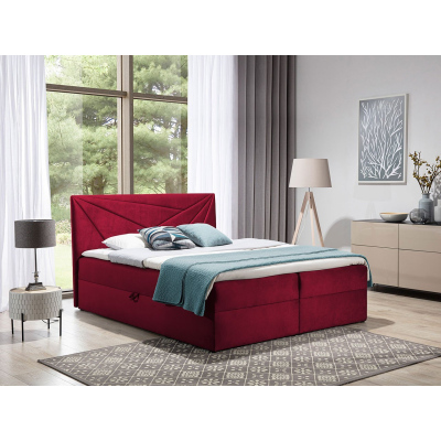 Hotelová manželská posteľ 160x200 TOMASA 5 - červená + topper ZDARMA