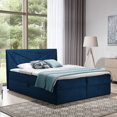 Hotelová manželská posteľ 140x200 TOMASA 5 - modrá + topper ZDARMA
