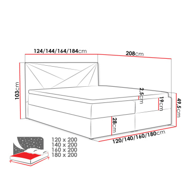 Hotelová manželská posteľ 180x200 TOMASA 5 - béžová + topper ZDARMA