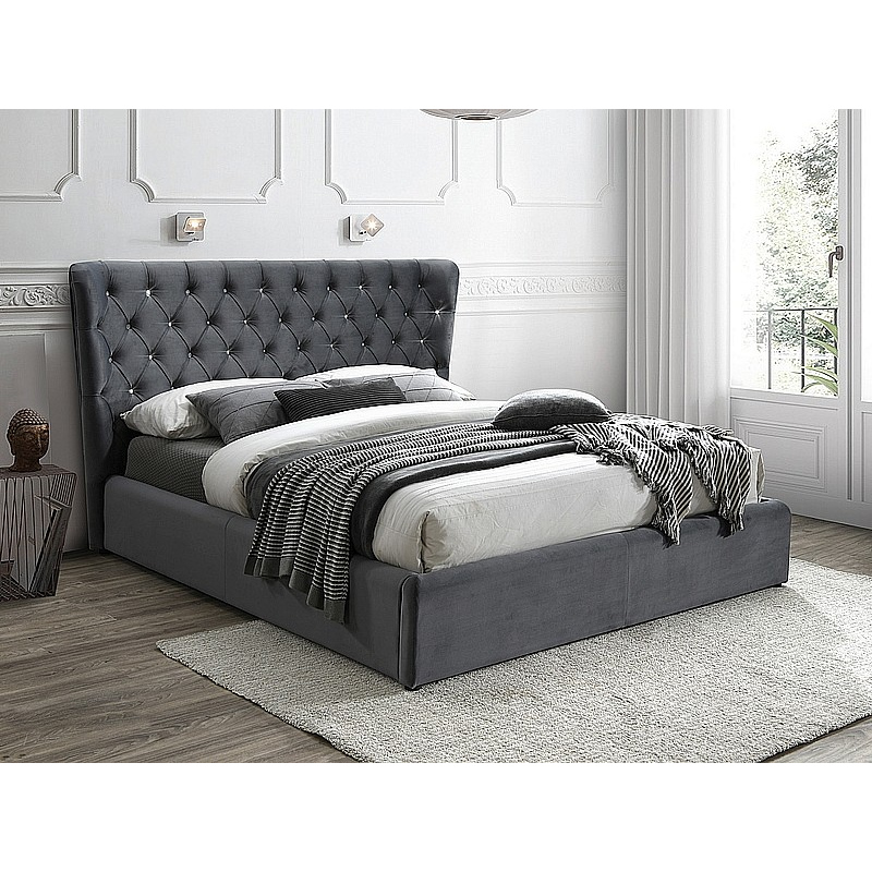 Čalúnená manželská posteľ MARLENA - 160x200 cm, šedá