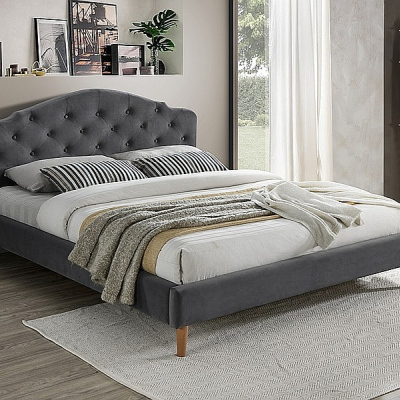 Čalúnená manželská posteľ MIRELA - 160x200 cm, šedá