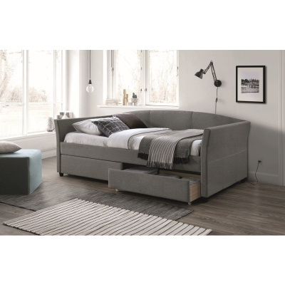 Čalúnená jednolôžková posteľ ROSEMARY - 90x200 cm, šedá