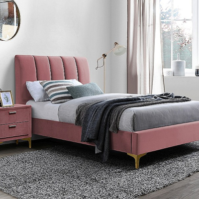 Čalúnená jednolôžková posteľ VESNA - 90x200 cm, ružová