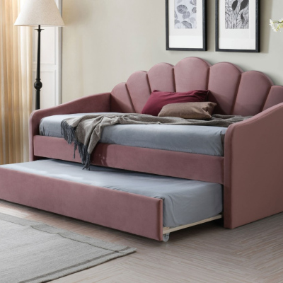 Jednolôžková posteľ s prístelkou MALIKA - 90x200 cm, ružová