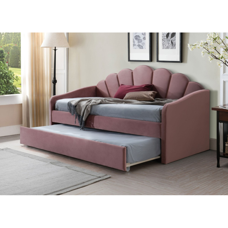 Jednolôžková posteľ s prístelkou MALIKA - 90x200 cm, ružová