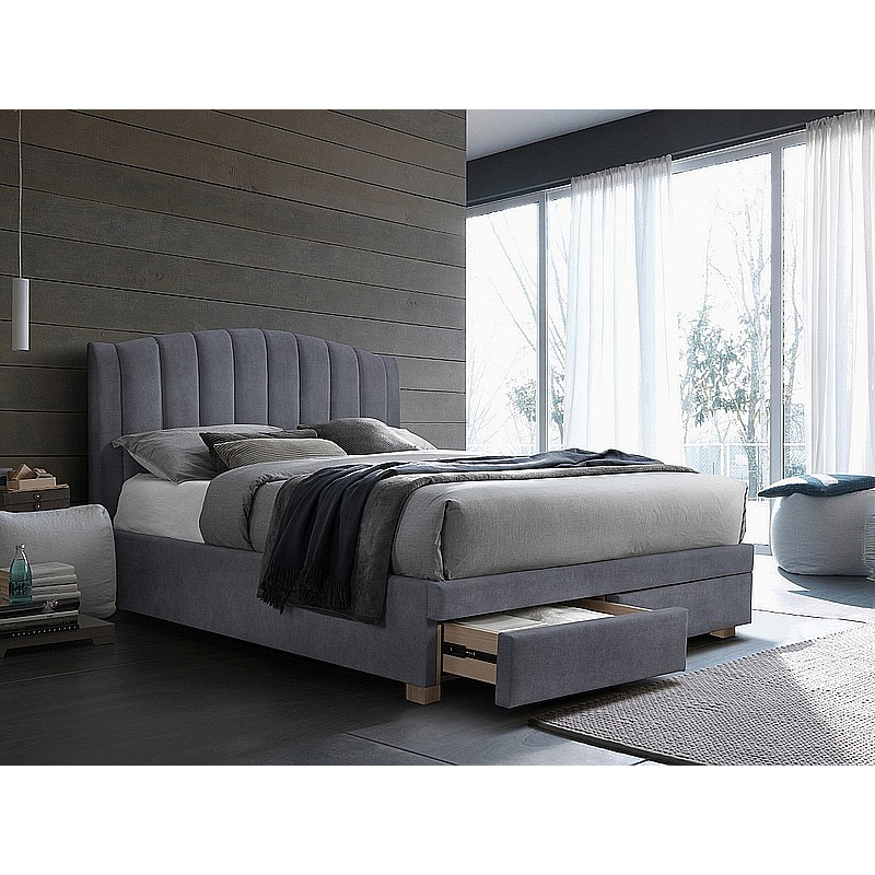 Čalúnená manželská posteľ PETRINA - 160x200 cm, šedá