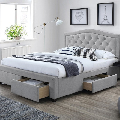 Čalúnená manželská posteľ OKSANA - 140x200 cm, šedá