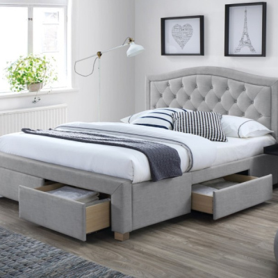 Čalúnená manželská posteľ OKSANA - 160x200 cm, šedá 1