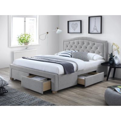 Čalúnená manželská posteľ OKSANA - 160x200 cm, šedá 1